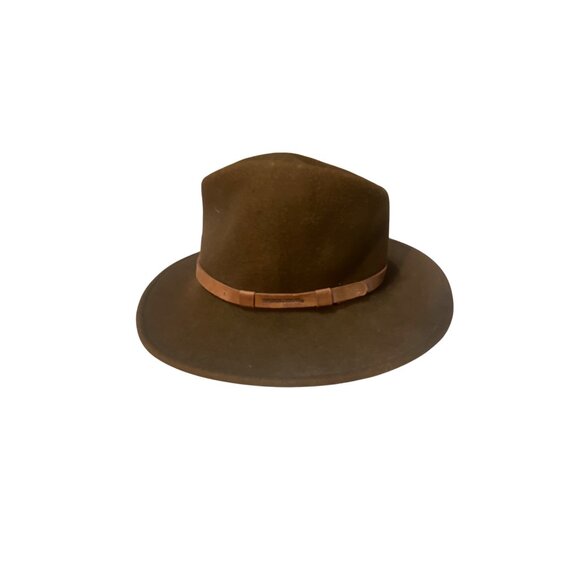 Mens Woolrich Small Brown Crushable Water Repellant Hat With Tan Leather Band - Picture 2 of 8